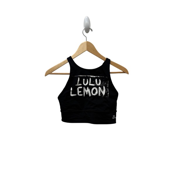 Lululemon x Ed Curtis Black Graphic Print High Neck Sports Bra Tank Top Size 6 - Picture 4 of 9